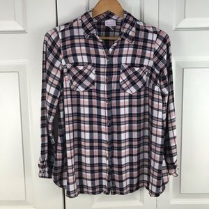 Isabel Maternity Plaid Button Down Shirt Medium